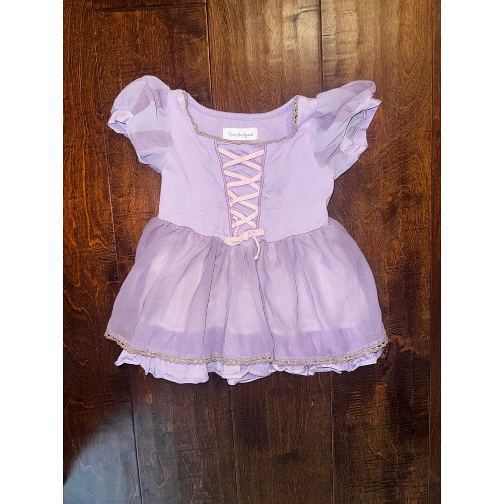 Evies Backyard Purple Rapunzel Soft Princess Dress Lace Up Gold Trim Size 2